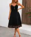 Kadın Ip Askılı V Yakalı Leopar Desenli Midi Viskon Elbise