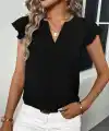 Kadın Kısa Kelebek Kollu V Yakalı Bluz