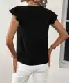 Kadın Kısa Kelebek Kollu V Yakalı Bluz