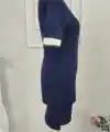 Kadın Kısa Kollu Asimetrik Kesim Yaka şerit Ve Aksesuar Detaylı Modal Elbise