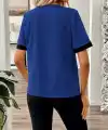 Kadın Kısa Kollu Asımetrik Yaka Detaylı Düğmeli Dubai Bluz