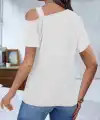 Kadın Kısa Kollu Asimetrik Yaka Detaylı Viskon Bluz