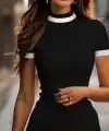 Kadın Kısa Kollu Balıkçı Yaka Kısa Triko Elbise