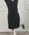 Kadın Kısa Kollu Belden Kuşaklı Büzgülü Kısa Ithal Krep Elbise