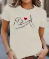 Kadın Kısa Kollu Bisiklet Yaka Köpek Baskılı Viskon Bluz