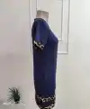 Kadın Kısa Kollu Bisiklet Yaka Leopar şerit Detaylı Kısa Modal Elbise