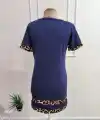 Kadın Kısa Kollu Bisiklet Yaka Leopar şerit Detaylı Kısa Modal Elbise