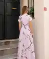 Kadın Kısa Kollu Bisiklet Yaka Puantiyeli Maksi örme Krep Elbise