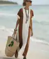 Kadın Kısa Kollu Bisiklet Yaka Uzun Süprem Elbise