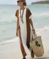 Kadın Kısa Kollu Bisiklet Yaka Uzun Süprem Elbise