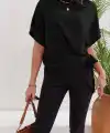 Kadın Kısa Kollu Bisiklet Yaka Yandan Bağlamalı Aerobin Bluz