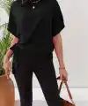 Kadın Kısa Kollu Bisiklet Yaka Yandan Bağlamalı Aerobin Bluz