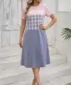 Kadın Kısa Kollu Bisiklet Yakalı Desenli Süprem Elbise