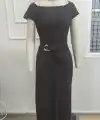 Kadın Kısa Kollu Geometrik Yakalı önden Açık Modal Mini Elbise