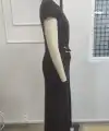 Kadın Kısa Kollu Geometrik Yakalı önden Açık Modal Mini Elbise