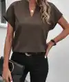 Kadın Kısa Kollu Hakim Yaka Sofya Bluz