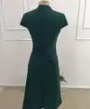 Kadın Kısa Kollu Hakim Yakalı Yırtmaçlı Midi Ithal Krep Elbise
