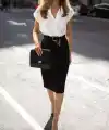 Kadın Kısa Kollu Kruvaze Yaka Krep Elbise (Kemersiz)