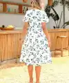 Kadın Kısa Kollu Kruvaze Yakalı Mini Desenli Süprem Elbise