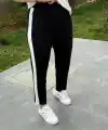 Kadın Kısa Kollu Modal Dokulu Kumaş Yanı şeritli Takım
