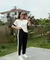 Kadın Kısa Kollu Modal Dokulu Kumaş Yanı şeritli Takım
