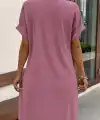 Kadın Kısa Kollu önden Düğmeli Cep Detaylı Mini Bürümcük Elbise