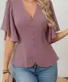 Kadın Kısa Kollu önden Düğmeli Ithal Krep Bluz