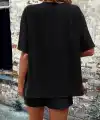 Kadın Kısa Kollu önü Açık Bürümcük Ceket Ve şort Ikili Takım