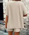 Kadın Kısa Kollu önü Açık Bürümcük Ceket Ve şort Ikili Takım