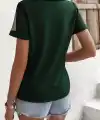 Kadın Kısa Kollu Tül Detaylı Taşlı Janjan Krep Bluz