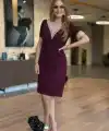 Kadın Kısa Kollu V Dantel Yaka Viskon Iki Iplik Elbise