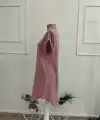 Kadın Kısa Kollu V Hakim Yakalı Kısa Keten Elbise