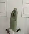 Kadın Kısa Kollu V Hakim Yakalı Kısa Keten Elbise