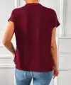 Kadın Kısa Kollu V Hakim Yakalı Leopar Desenli Sandy Bluza