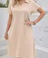 Kadın Kısa Kollu V Yaka Aerobin Kumaş Diz üstü Elbise