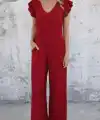 Kadın Kısa Kollu V Yakalı Arkası Derin Bağcıklı Uzun Aerobin Tulum