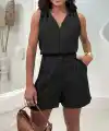 Kadın Kısa Kollu V Yakalı Bluz Ve Kısa Short Ikili Takım