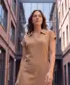 Kadın Kısa Kollu V Yakalı Bürümcük Elbise