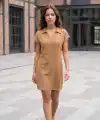 Kadın Kısa Kollu V Yakalı Bürümcük Elbise