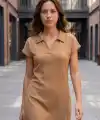 Kadın Kısa Kollu V Yakalı Bürümcük Elbise