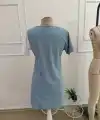 Kadın Kısa Kollu V Yakalı çift Renklç Kısa Lazer Kesim çiçek Detaylı Ithal Krep Elbise
