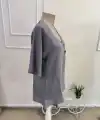 Kadın Kısa Kollu V Yakalı Düğmeli Bluz