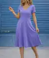 Kadın Kısa Kollu V Yakalı Kiloş Midi Viskon Elbise