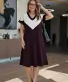 Kadın Kısa Kollu V Yakalı Kısa Modal Elbise