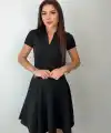 Kadın Kısa Kollu V Yakalı Kısa Modal Elbise