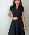Kadın Kısa Kollu V Yakalı Kısa Modal Elbise