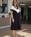 Kadın Kısa Kollu V Yakalı Kısa Modal Elbise
