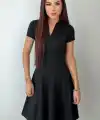 Kadın Kısa Kollu V Yakalı Kısa Modal Elbise