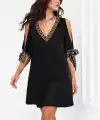 Kadın Kısa Kollu V Yakalı Kısa Sandy Elbise