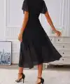 Kadın Kısa Kollu V Yakalı Midi Astarlı şifon Elbise